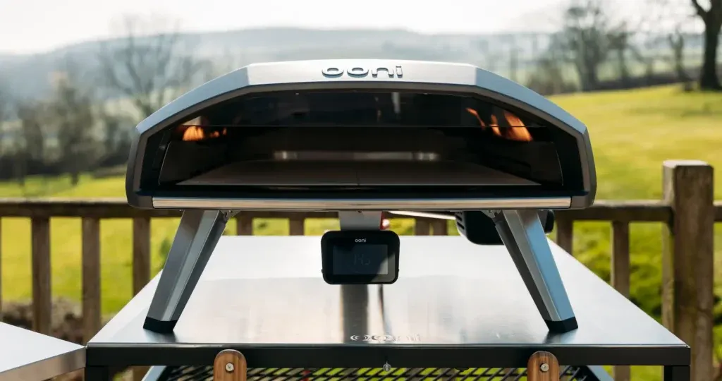 An Ooni pizza oven on location in Cornwall.