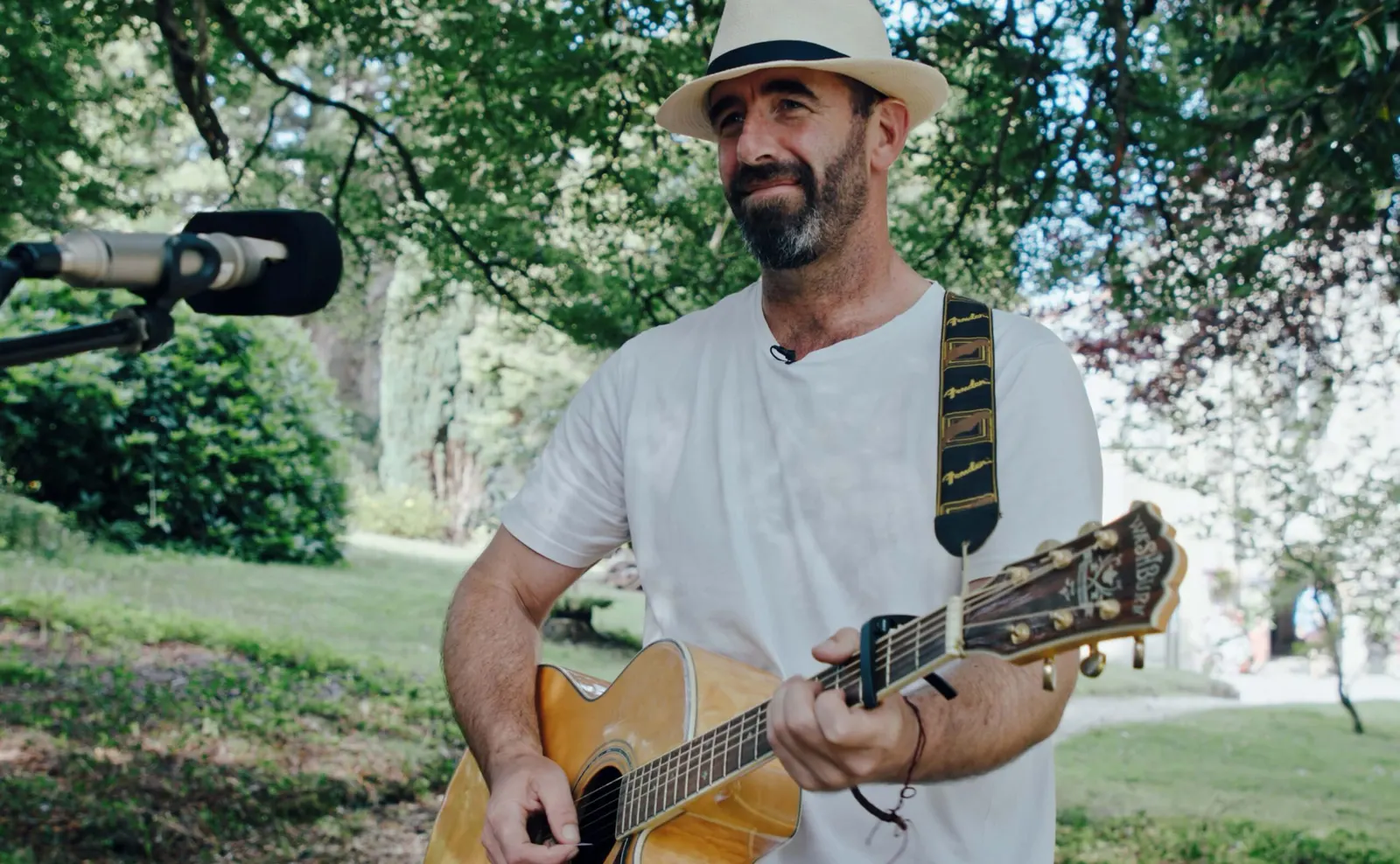 Will Keating performing during a Summer Garden Session at the Alverton Hotel in Truro