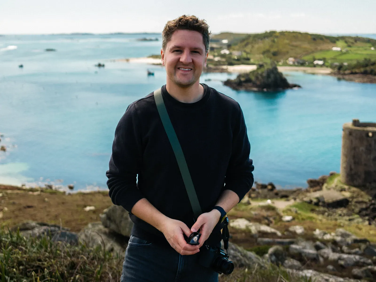 Rich Stephens, PixelRain filmmaker, on location in the Isles of Scilly
